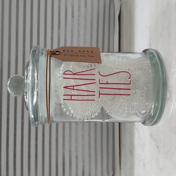 New Rae Dunn Glass Jar with Hair Ties - Picture 2 of 7